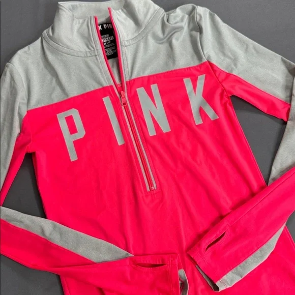 Victoria's Secret Pink and Gray Half-Zip Pullover - Picture 1 of 8